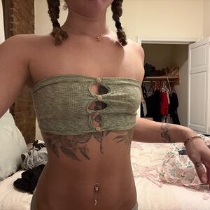 Urban Outfitters Olive Strapless Cutout Top